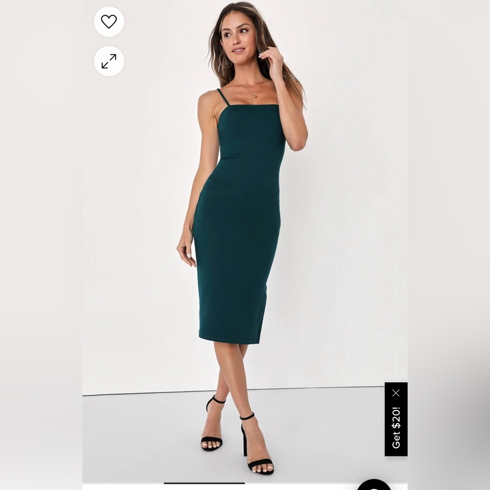 Lulu’s Paulina Forest Green Bodycon Midi Dress New With Tags!